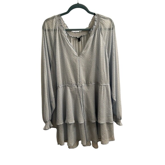 Torrid Tops - Torrid Blue Chiffon Drawstring Blouse Ruffle Layered Peplum Dot 4X Romantic Y2K